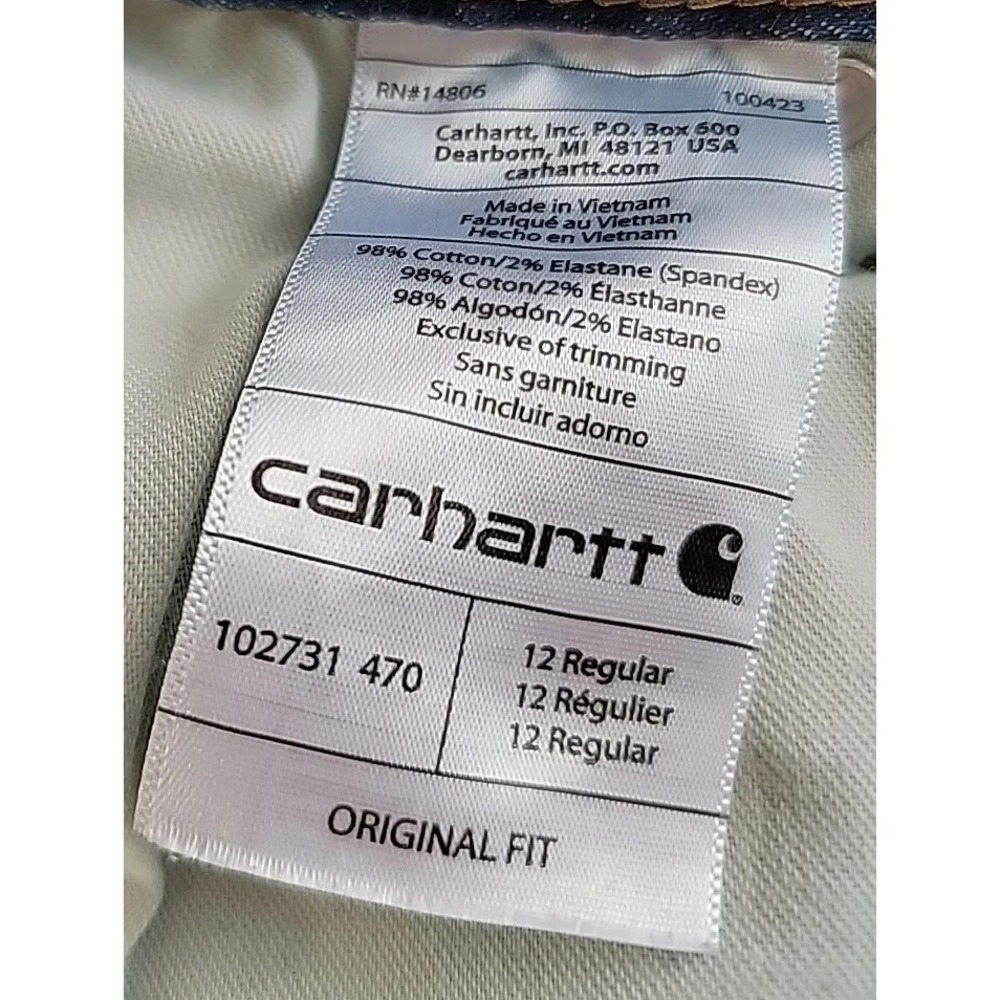 Carhartt Jeans Womens 33x31 Blaine Original Straight FLEX Dark Blue Mid Rise EUC - Picture 10 of 13